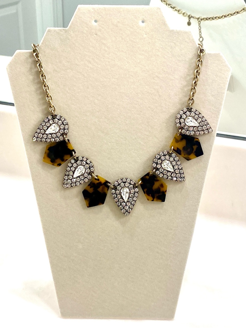 J. Crew Gold-Tone Crystal and Tortoiseshell Necklace